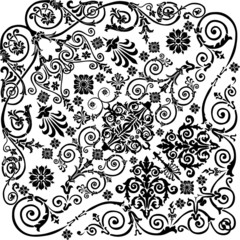 black traditional curl and flower decoration