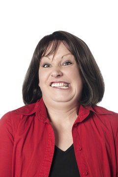 jeune femme d&eacute;s&eacute;quilibr&eacute;e grimace
