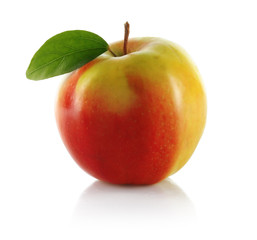 Red apple with leaf