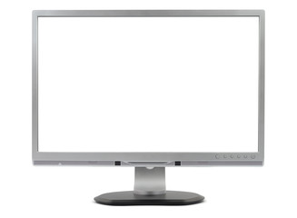 Fototapeta premium New metallic computer monitor isolated on white. Clipped