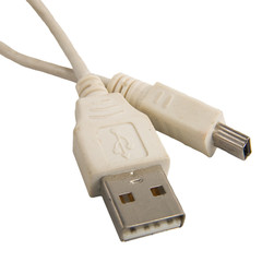 Close up view on USB connector on white background.