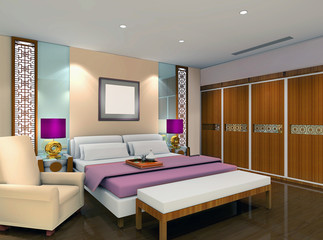 Fototapeta premium 3d bedroom rendering