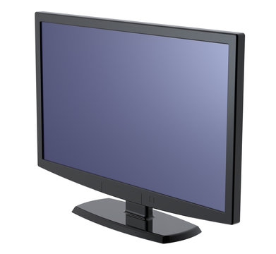 Black Lcd tv monitor on white background.