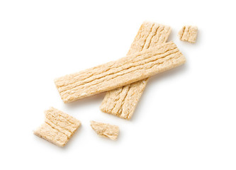 Bread crisps isolated on white