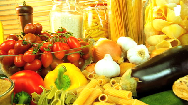 Healthy eating option vegetables, pasta & seeds