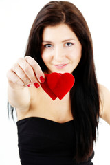 Girl holding a double heart