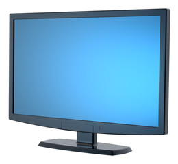 Black Lcd tv monitor on white background.