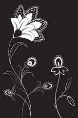 Crédence de cuisine en verre imprimé Fleurs noir et blanc fond abstrait fleur