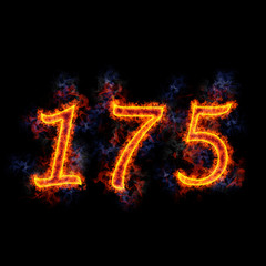 Fiery text '175'.