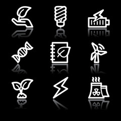 White contour ecology web icons V2 set 5
