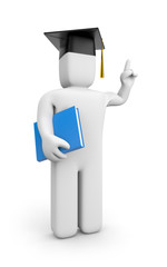 Person with graduation cap and book