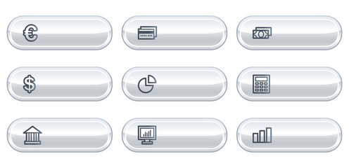 Finance web icons set 1, white  buttons with copyspace