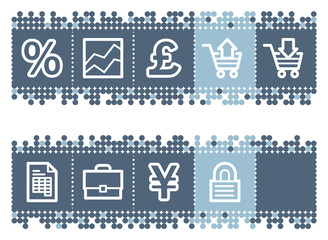 Blue dots bar with e-business web icons
