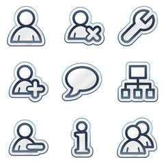 Users web icons, deep blue contour sticker series