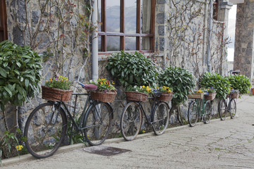 Fototapeta na wymiar decorando con bicicletas