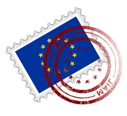 Flag of Europe in a postage stamp