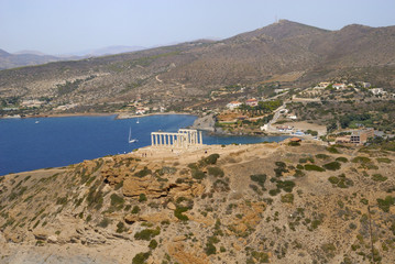 aerial view of the temple of Poseidon,