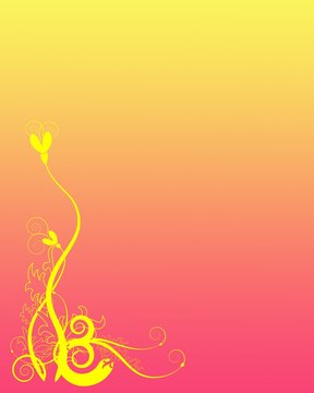 Pink and yellow floral flourish background