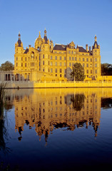 Schwerin Castle in the evening