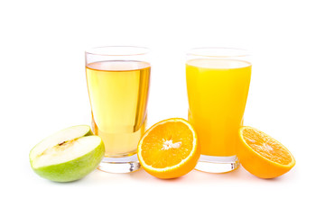 Glass of apple and orange juice