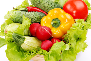Vegetable harvest composition on white
