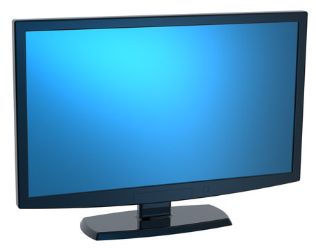 Black Lcd tv monitor on white background.