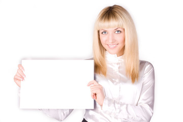 Naklejka premium Beautiful young girl on a white background