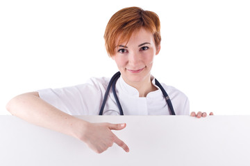 Young women doctor hold whiteboard