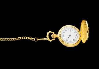 Vintage watch isolated on black background