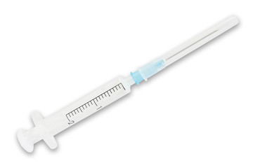 Plastic syringe isolated on white