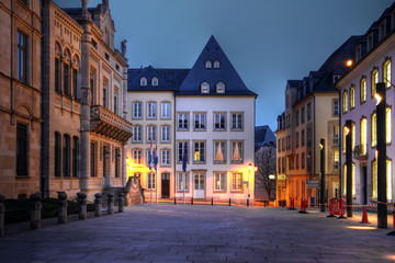 Rue du Marche-aux-Herbes, Luxembourg city - obrazy, fototapety, plakaty