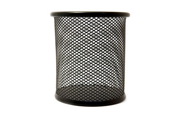 black office rubbish bin isolated on white