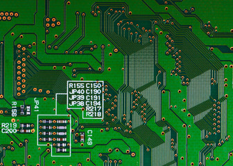 Closeup of electronic circuit board