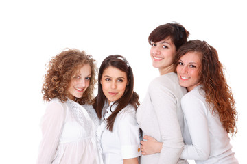 Group of happy pretty laughing girls