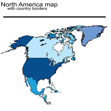 North America map with country borders
