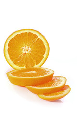 Sliced orange isolated  on  white background