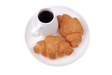 Fresh buns on a plate isolated