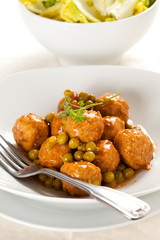 meatballs with green peas
