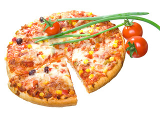 Pizza on white background