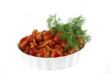 small greville mushrooms in white bowl