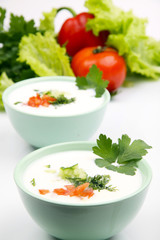 Yogurt soup with vegetables