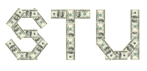 Letters S, T,U made of dollars