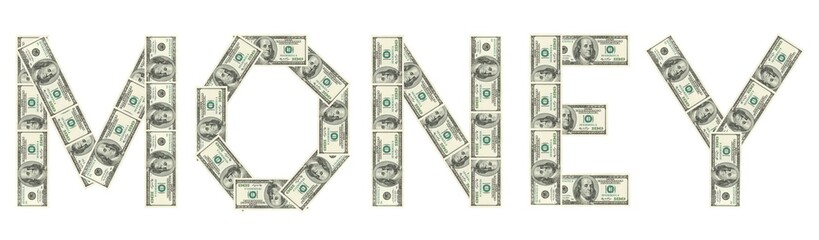 Word "Money" made of dollars