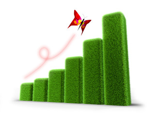 Business Grass Graph And Butterfly