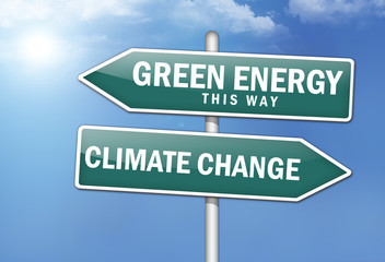 Way Signs "Green Energy, This Way - Climate Change"