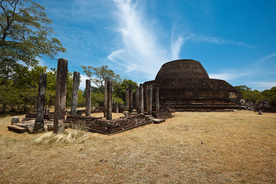 Ancient Buddhist dagoba (stupe) Pabula Vihara.  Sri Lanka
