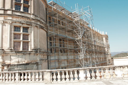 scaffold at old building