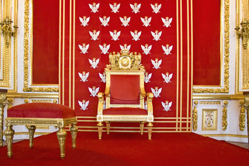 Throne in Royal castle in Warsaw on World Heritage List.
