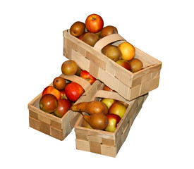 Three Baskets of Fresh Apples and Pears.