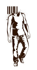 Monochrome man without head